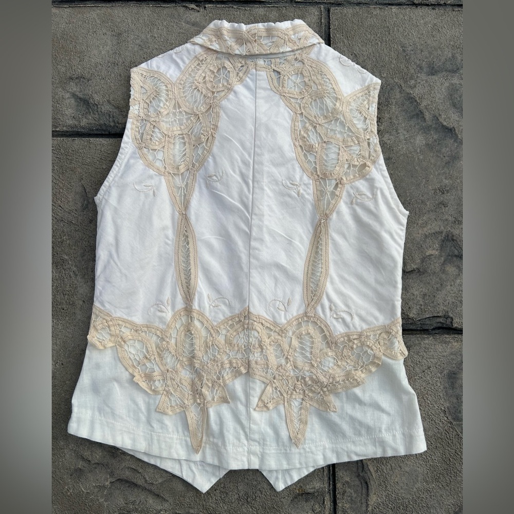 Vintage E. Clair Designs Austin Texas Cream Crochet Lace Western Blouse Xs S View 5